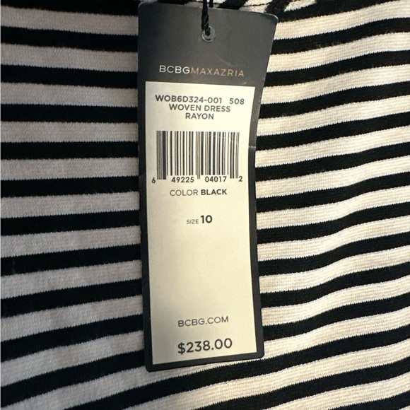 BCBGMaxAzria Black and White Striped Tiered Dress - Picture 8 of 8